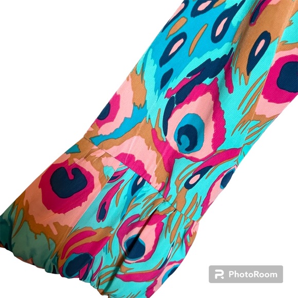 Tracy Negoshain green peacock pattern dress. Size medium - Picture 6 of 8